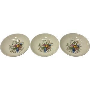 Vintage Universal Potteries Ballerina Fruit Floral Bowls Set of 3 Oven Proof 6in
